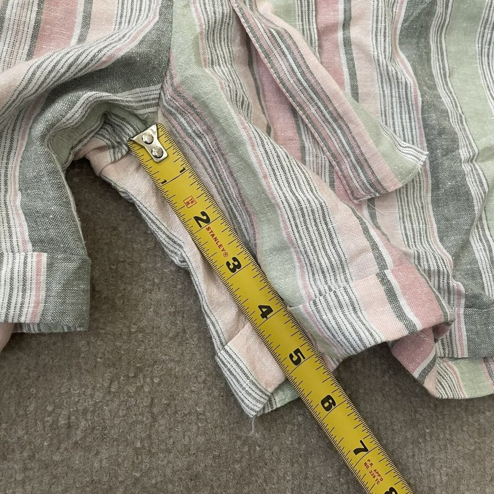 Caslon Womens Shorts XS Pink Green Striped Linen Blend Belt Lightweight Casual - Picture 8 of 9